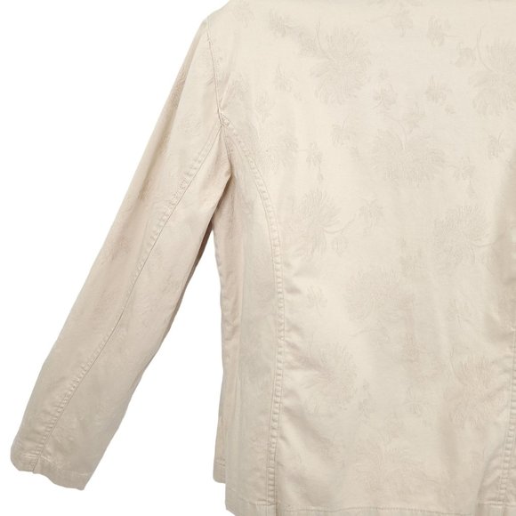 Chicos Ruffled Collar Front Button Jacket Womens Size 0 US 4 Tan - Picture 7 of 12